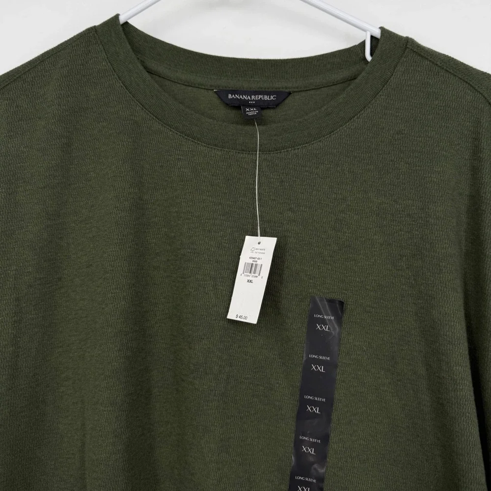 Banana Republic Men's Long Sleeve Crew‎ Neck T-Shirt Olive Green XXL Preppy